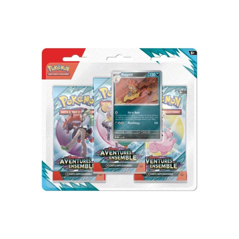 Tripack Pokémon EV09 Aventures Ensemble FR – 3 Boosters + Carte Promo