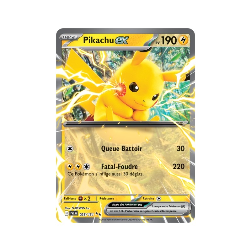 Carte pokemon - Pikachu EX 028/131 Evolution Prismatique (Etat:NM)