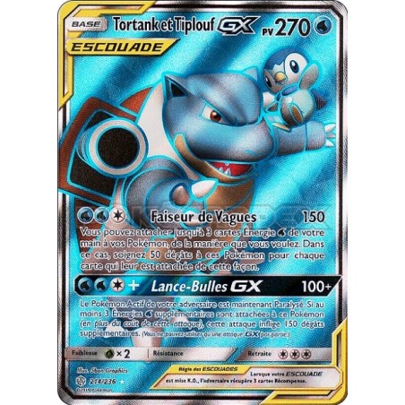 Carte pokemon - Tortank et Tiplouf GX 214/236 Eclipse Cosmique (Etat:NM)