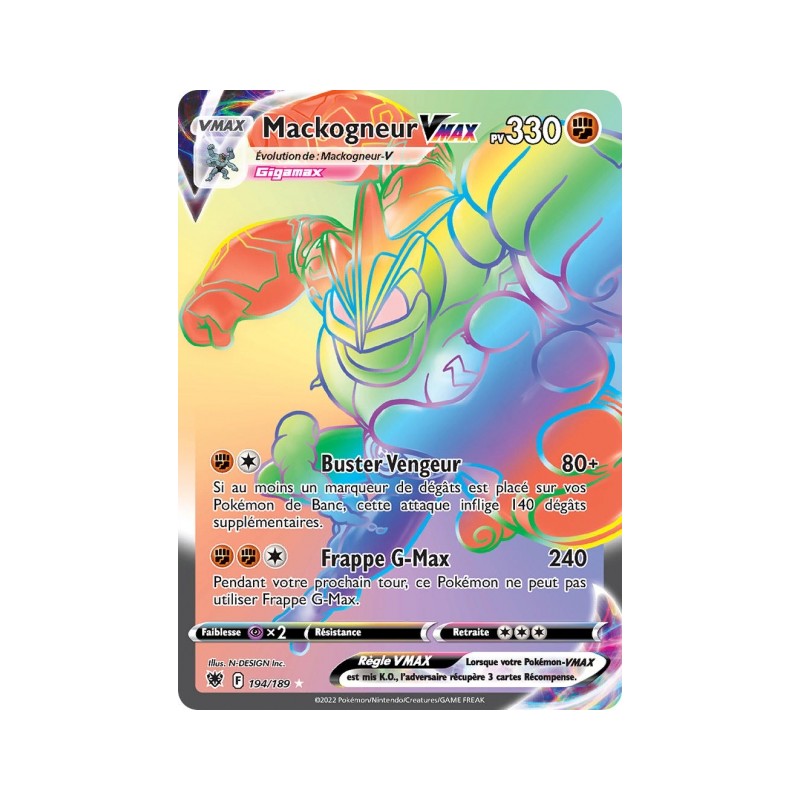 Carte pokemon - Mackogneur Vmax 194/189 Astre Radieux (Etat:NM)