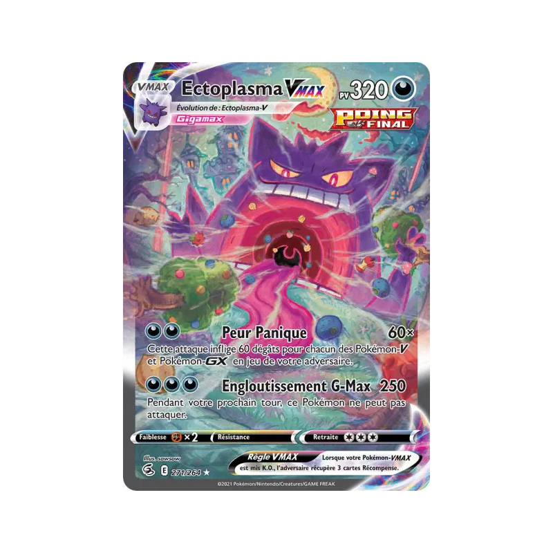 Carte Pokemon - Ectoplasma Vmax - 271/264 - EB08 - Poing De Fusion (Etat : EXCELLENT) FR