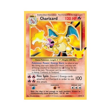 Carte Pokémon - Célébration - Dracaufeu 4/102 Célébration FR (Etat: EX)