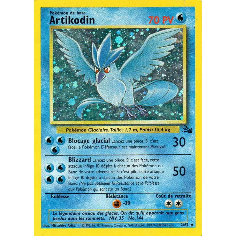Carte Pokémon - Artikodin - 2/62 - Edition 1 - Fossile Wizards - (Etat: GD) - FR