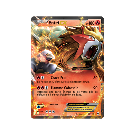 Carte Pokémon - Entei EX -13/108 - Noir et blanc - Explorateurs Obscurs - (Etat:  EX) - FR