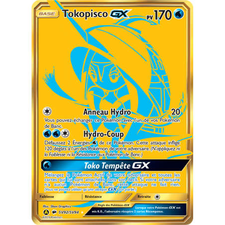 Carte Pokémon – Tokopisco GX SV92/SV94 – Soleil & Lune Destins Cachés (État : EX) - FR