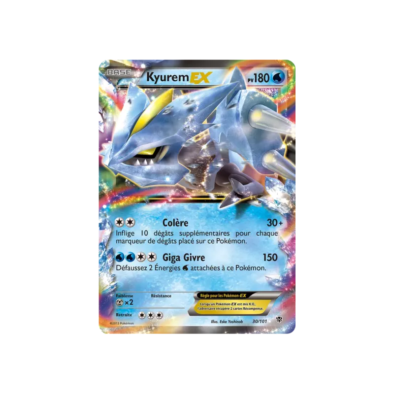 Carte Pokémon - Kyurem EX 30/101- noir et blanc - Explosion Plasma - (Etat: EX) - FR