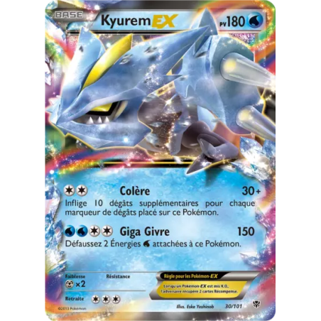 Carte Pokémon - Kyurem EX 30/101- noir et blanc - Explosion Plasma - (Etat: EX) - FR