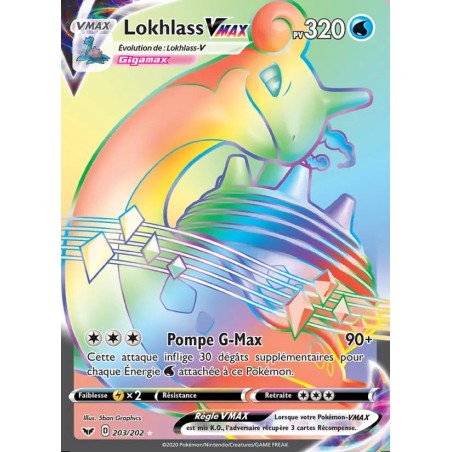 Carte Pokémon - Épée et Bouclier - Lokhlass Vmax 203/203 (Etat: NM)