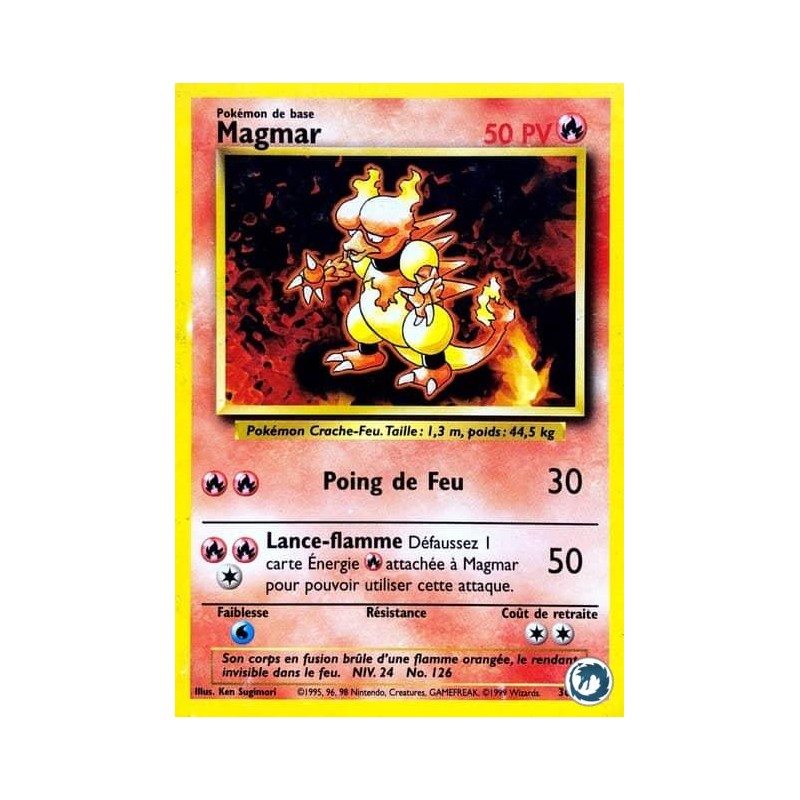 Carte Pokémon - Magmar 36/102 Set de Base (Etat:GD)