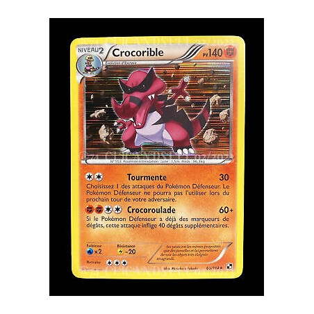 Carte Pokémon - Crocorible 65/114  Noir et blanc (Etat: GD)
