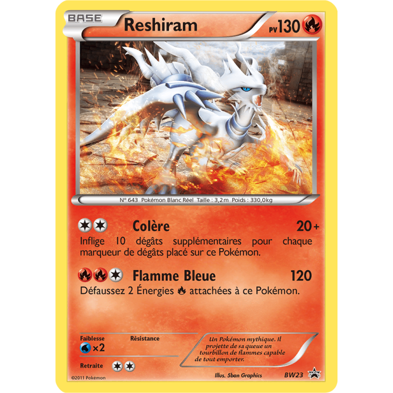Carte Pokémon - Reshiram BW23  BW Black Star Promos (Etat: PD)
