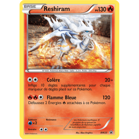 Carte Pokémon - Reshiram BW23  BW Black Star Promos (Etat: PD)