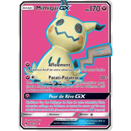 Carte Pokémon - Mimiqui GX 206/214  Tonnerre perdu (Etat: NM)