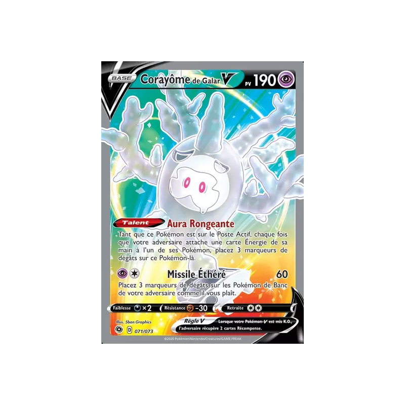 Carte Pokémon - Corayôme de Galar V 071/073  La Voie du Maître (Etat: NM) - FR