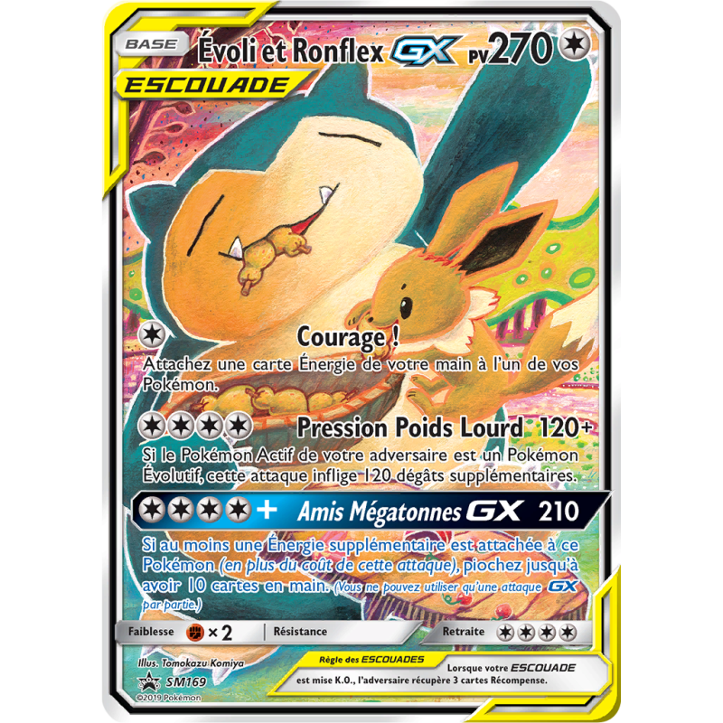 Carte Pokémon- Evoli et Ronflex GX SM169  SM Black Star Promos (Etat: GD)