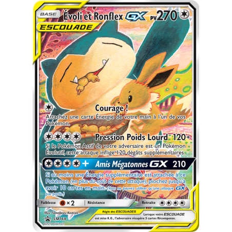 Carte Pokémon- Evoli et Ronflex GX SM169  SM Black Star Promos (Etat: GD)