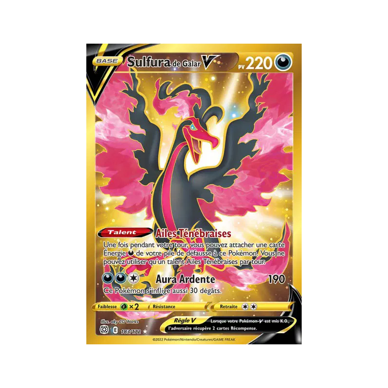 Carte Pokémon - Étoiles brillantes -  Sulfura de Galar V 183/172 (Etat:NM)