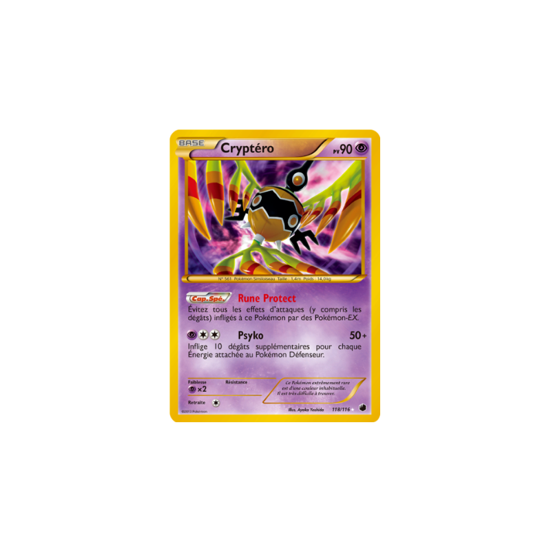 carte pokemon cryptéro 118/116 Noir & Blanc Glaciation plasma