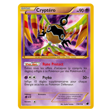carte pokemon cryptéro 118/116 Noir & Blanc Glaciation plasma