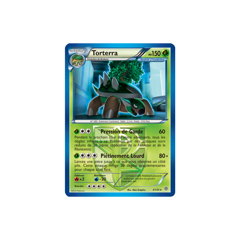 Carte Pokémon – Torterra 3/135 Reverse – Noir & Blanc : Tempête Plasma (État : NM) – FR
