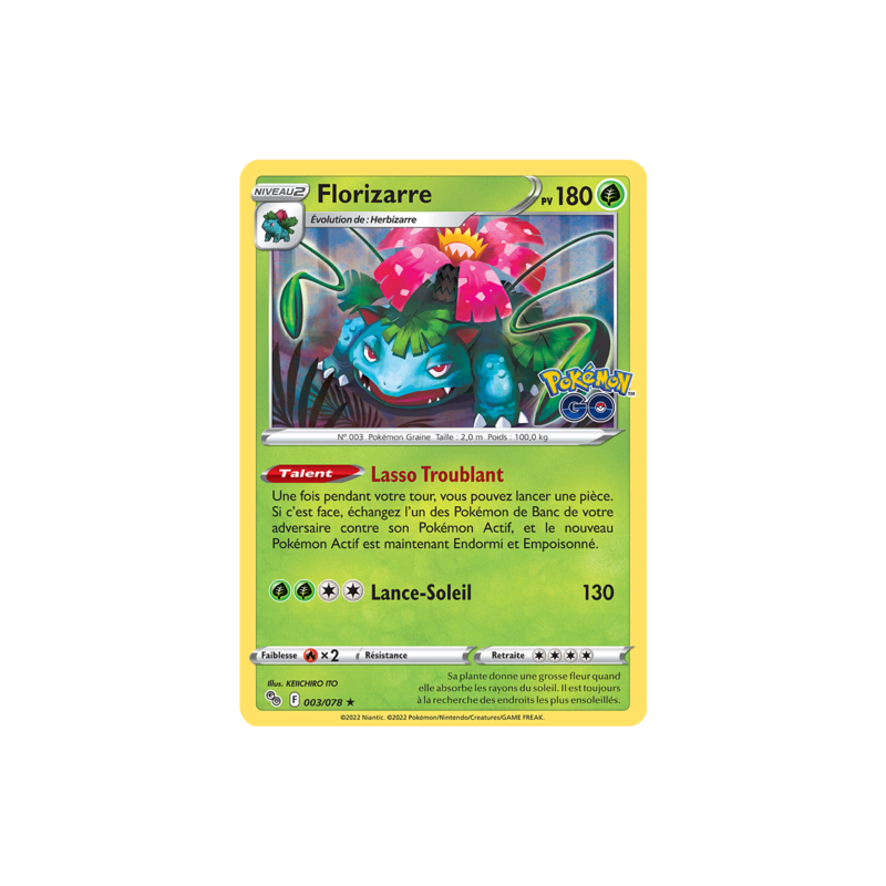Carte Pokémon Florizarre 003/078 Holo – Pokémon GO FR