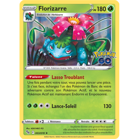 Carte pokemon Florizarre Pokémon go 003/078