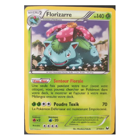 Carte Pokémon Florizarre 3/108 HOLO Cosmic Promo Noir & Blanc