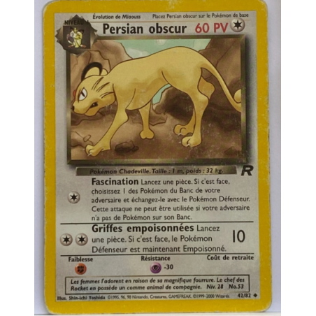 Carte Pokémon - Persian obscur 42/82 Team Rocket (Etat: PR)