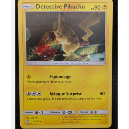 Carte Pokemon DETECTIVE PIKACHU - HOLO soleil et lune - 10/18