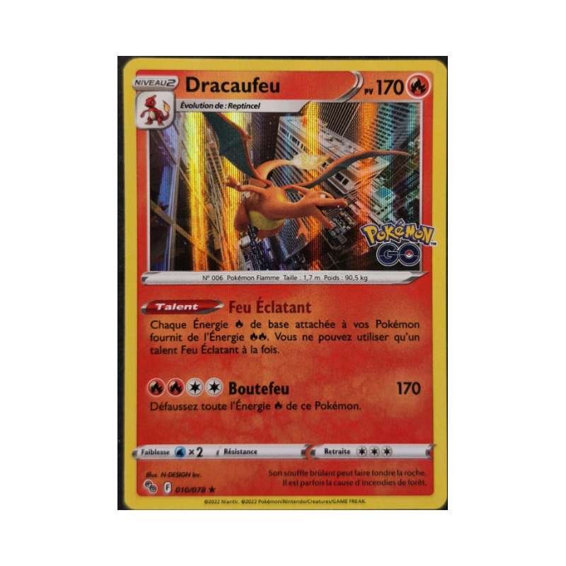 Carte Pokémon HOLO Dracaufeu 010/078 EB10.5 Epée & Bouclier Pokémon Go