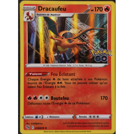 Carte Pokémon HOLO Dracaufeu 010/078 EB10.5 Epée & Bouclier Pokémon Go