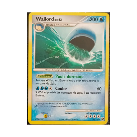 CARTE POKEMON Wailord 30/106 Rare D&P Duels Au Sommet