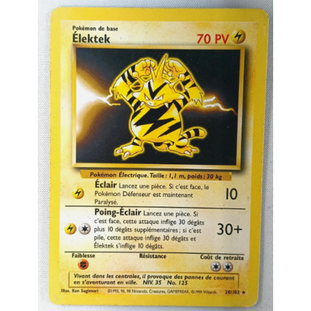 Carte pokémon FRANCAIS Élektek (BS 20) Set de Base