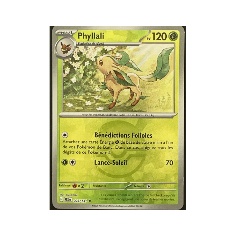 Carte Pokémon – Phyllali 005/131 – Pokéball – Évolutions Prismatiques (État : NM, EV8.5) – FR