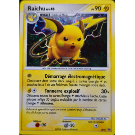 Carte Pokémon – Raichu DP21 – Holo Promo Diamant & Perle (État : NM) – FR