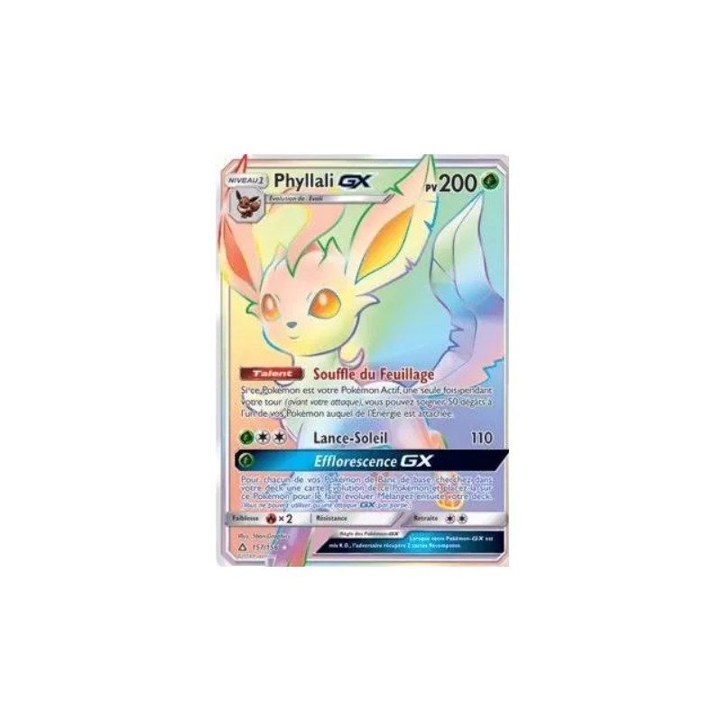 Carte Pokémon Phyllali GX 157/156 Rainbow – Ultra Prisme FR