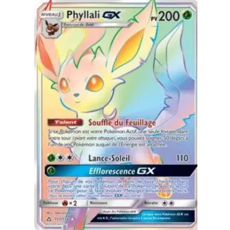 Carte Pokémon Phyllali GX 157/156 Rainbow – Ultra Prisme FR