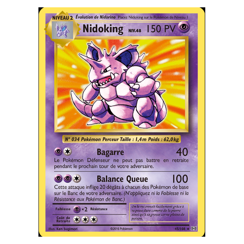 Carte pokemon - Nidoking - 45/108 -XY évolution - NM FR