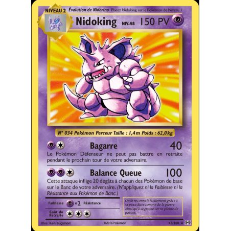 Carte pokemon - Nidoking - 45/108 -XY évolution - NM FR