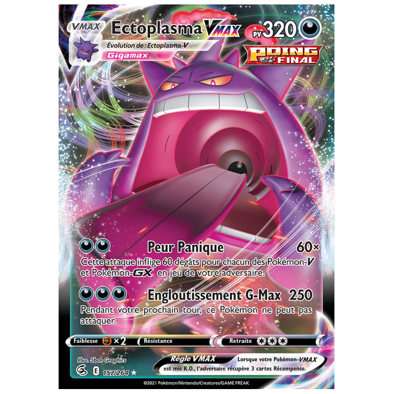 Carte Pokémon - Ectoplasma Vmax -157/264 -EB08 - Poing de Fusion - NM FR