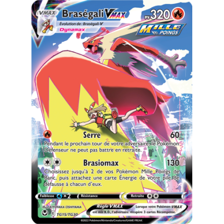 Carte Pokemon - BRASEGALI Vmax - TG15/TG30 - EB12 Epée et Bouclier NM FR
