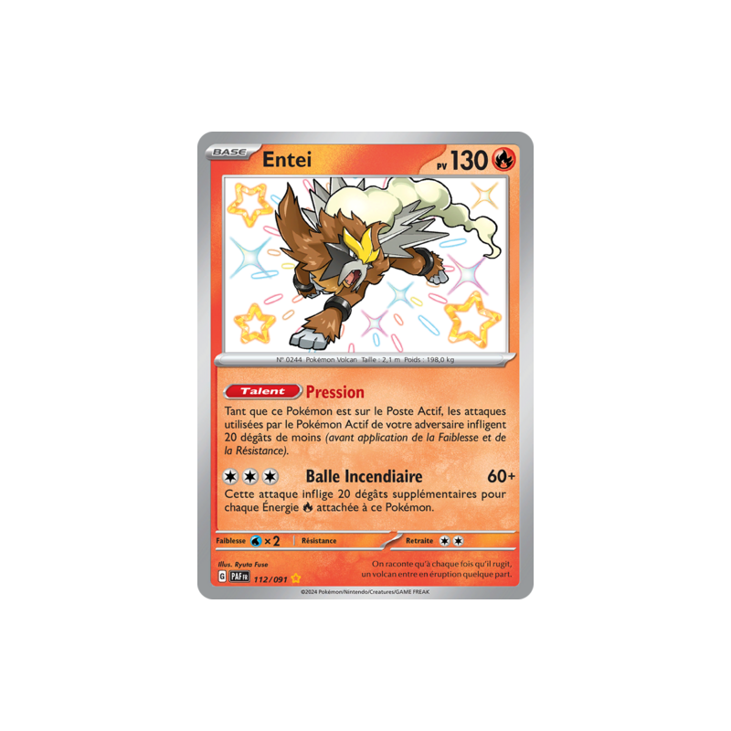 Carte Pokémon – Entei 112/091 – EV4.5 Destinées de Paldea (État : NM) - FR