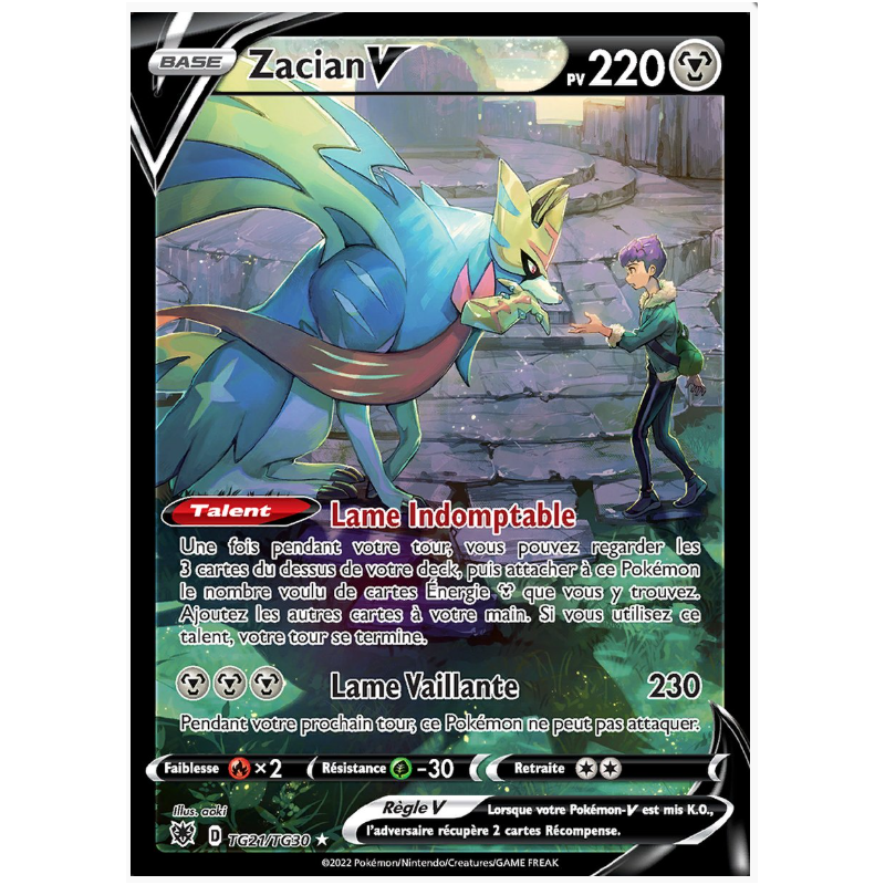 Carte Pokémon Zacian V TG21/TG30 EB10 - Astres Radieux EX FR