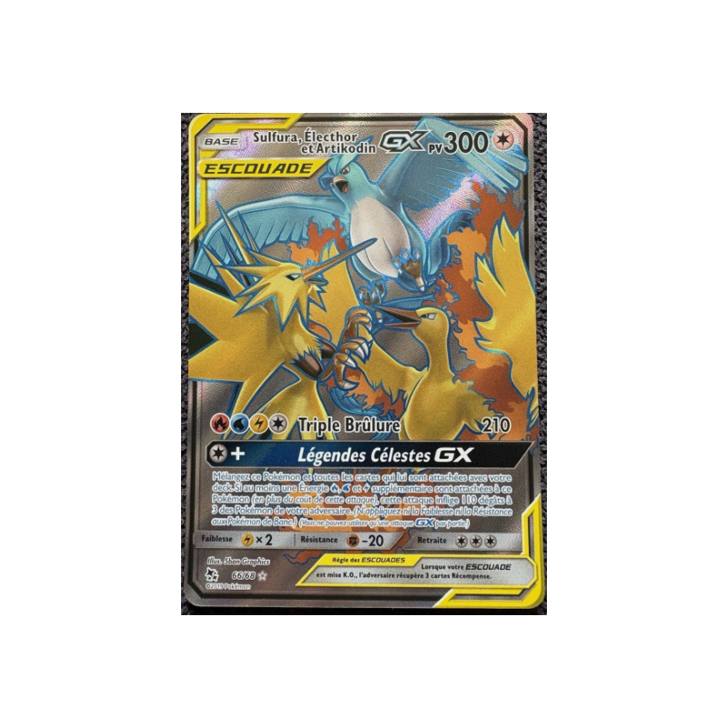 Carte Pokémon Sulfura, Electhor et Artikodin GX 66/68 Destinées Occultes NM FR