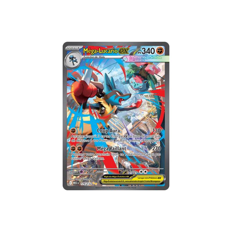 Carte Pokémon Méga-Lucario Ex 179/132 ME01 Méga-évolution NM FR
