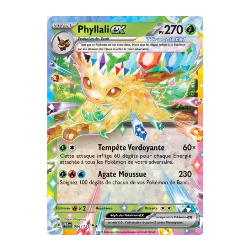 Carte Pokémon – Phyllali EX PRE 006/131 – Écarlate & Violet : Évolutions Prismatiques (État : NM) - FR