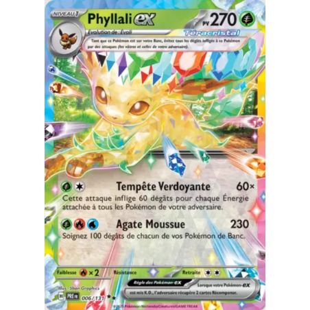 Carte Pokémon – Phyllali EX PRE 006/131 – Écarlate & Violet : Évolutions Prismatiques (État : NM) - FR