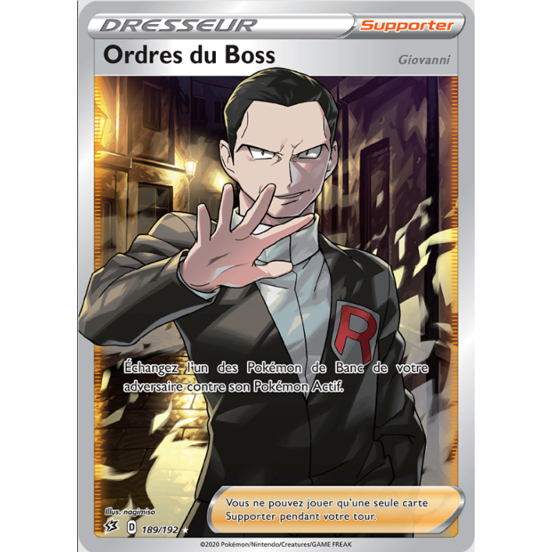 Carte Pokémon – Ordres du Boss 189/192 – Clash des Rebelles (État : NM) - FR