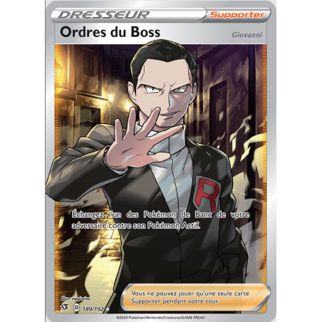 Carte Pokémon - Ordres du Boss Dresseur 189/192  Clash des Rebelles (Etat: NM)