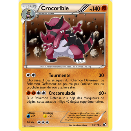 Carte Pokémon - Crocorible 65/114  Noir et blanc (Etat: GD)